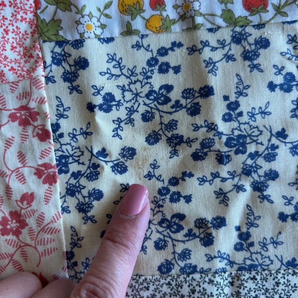 Patchwork Panels Apron Womens OS Vintage Floral Strawberry Tie Made in Ireland